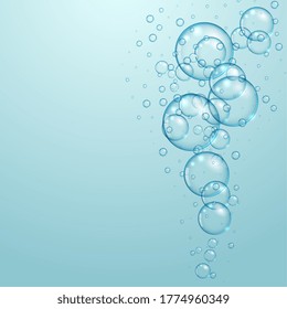fondo azul con diseño de burbujas de agua flotante