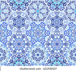 Blue Background Floral Weave Pattern