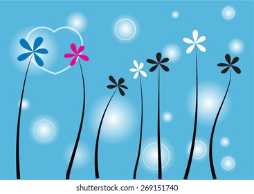 blue background with flower