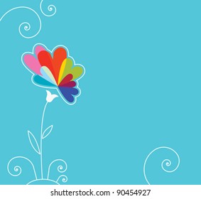 Blue background with flower