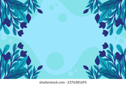 Blue background with flower frame for winter theme banner design