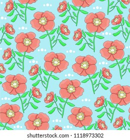 Blue background with flowers