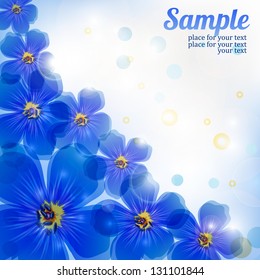 blue background with flowers