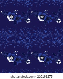 blue background with blue flowers.