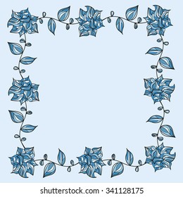 Blue background of flowers