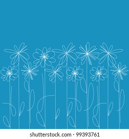 Blue background with flowers