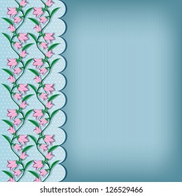 blue background with flowers and stripes - vector illustration