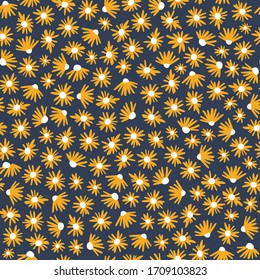 Fondo azul con flores. Ilustración vectorial sin problemas.