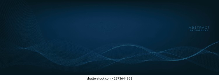 Blue background with flowing wave lines. Futuristic technology concept. Vector illustration