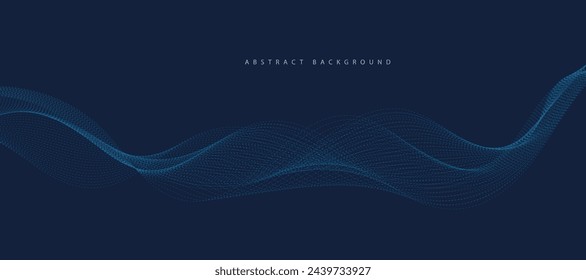 Blue background with flowing wave lines. Futuristic technology concept. Vector illustration