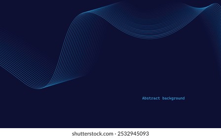 Blue background with flowing wave lines. Futuristic background Modern concept