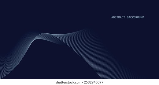 Blue background with flowing wave lines. Futuristic background Modern concept