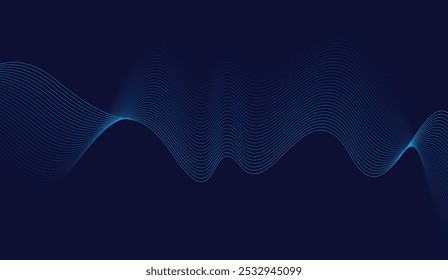 Blue background with flowing wave lines. Futuristic background Modern concept