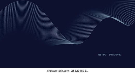 Blue background with flowing wave lines. Futuristic background Modern concept