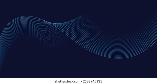 Blue background with flowing wave lines. Futuristic background Modern concept