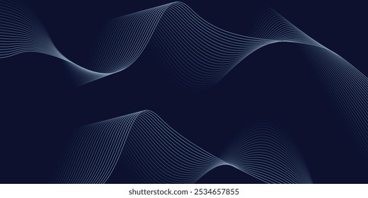 Fondo azul con líneas onduladas que fluyen. Fondo futurista Concepto moderno