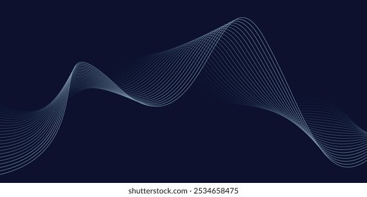 Blue background with flowing wave lines. Futuristic background Modern concept