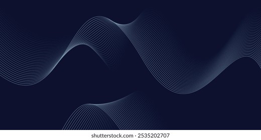 Blue background with flowing wave lines. Futuristic background Modern concept