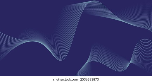 Plano de fundo azul com linhas de onda fluindo. Fundo futurista Conceito moderno