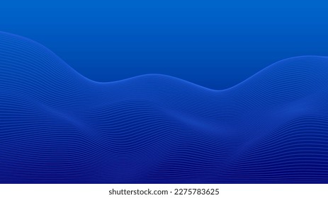 Blue background. Flowing blue waves. Abstract digital wave. Flow. Line Vector illustration for tech futuristic innovation concept modern Gradient Background Graphic design Space. Smooth stylish. Curve