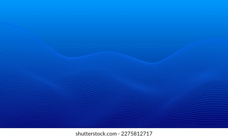 Fondo azul. Olas azules que fluyen. Resumen de la ola digital. Flujo. Ilustración de vectores de línea para el concepto de innovación tecnológica futurista moderno Diseño gráfico de fondo degradado. Ligero y elegante. Curva