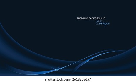 Prestigio y diseño de Vector de fondo elegante. Fondo azul oscuro. Premium y fondo azul de lujo con gradación de color y línea brillante. Abstractas azul doblado. Traje para el Anuncio, telón de fondo, invitación