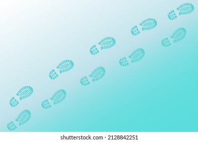 Blue Background With Footprints In The Snow. Vector Illustration.