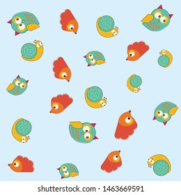 blue background with forest animals on it in cartoon style