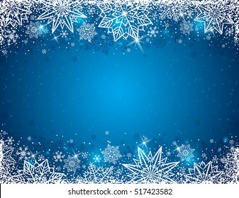 Blue Background Frame Snowflakes Stars Vector Stock Vector (Royalty ...