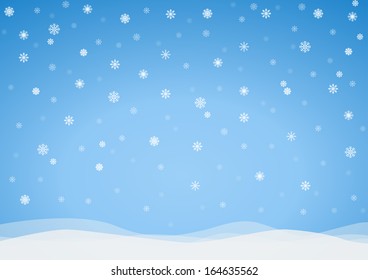 Blue background from frosty snowflakes, vector pattern