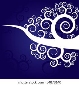 Blue background with futuristic tree, vector illustration