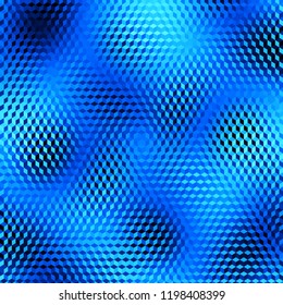 Blue background. Geometric abstract pattern in low poly style. Effect of a glass. Small cubes. Vector image.