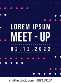 Blue background Geometric cover design meet up card