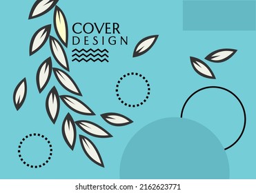 blue background with geometric style and leaf elements. flat design for banner, website, wallpaper