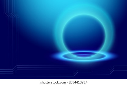 Blue background with glow. Light podium for your design