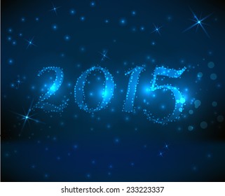 Blue background with glowing 2015 sign