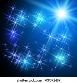 Blue background with glowing and sparkle stars