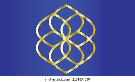 Blue Background gold logo Flower