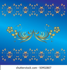 blue background with  gold  ornaments.Vector