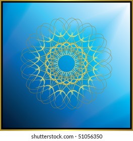 blue background with gold pattern. vector