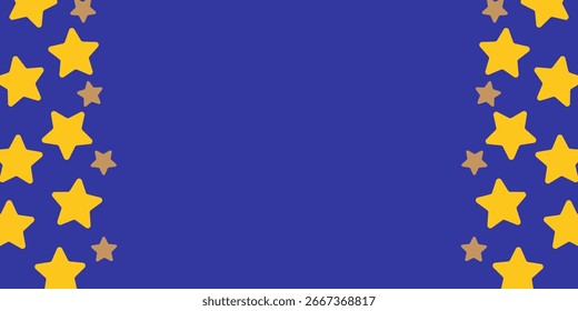 blauer Hintergrund mit goldenem Stern Rahmen freies Copyspace-Bereich-Design.