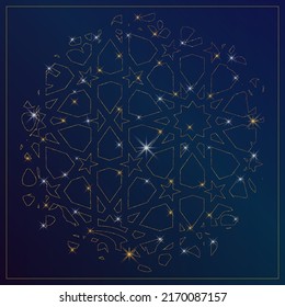 Blue background with golden alines and star