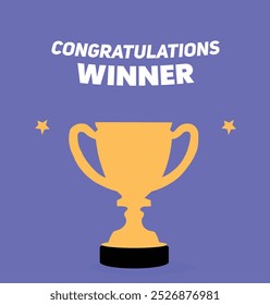 A blue background with a golden cup, and the text "Congratulations" and "Winner."