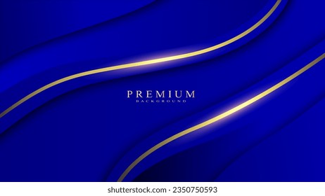 Blue background with golden curves with glitter effect.