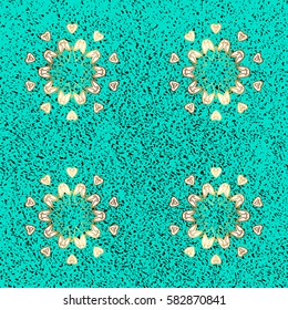 Blue background with golden elements. Oriental ornament in the style of baroque. Traditional classic vector golden pattern.