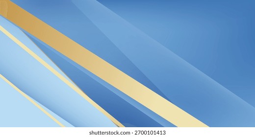 Fundo azul com linhas douradas e elementos de efeito de brilho. 3d elegantes 10.
