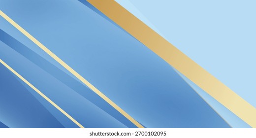 Blue background with golden lines and glitter effect elements. 3d luxury styleeps 10.