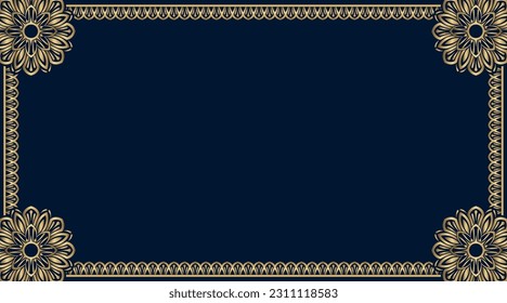blue background with golden mandala frame