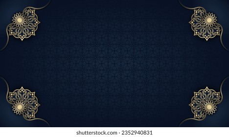 blue background with golden mandala frame