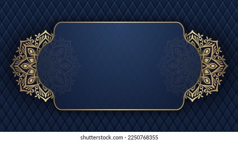 Blue background with golden mandala ornament